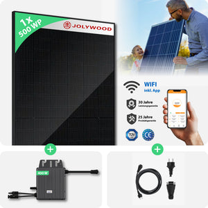 Balkonkraftwerk ohne Halterung | 1er Komplettset | Bifaziale Glas-Glas Solarmodule | 500 WP