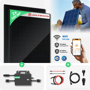 Balkonkraftwerk ohne Halterung | 2er Komplettset | Bifaziale Glas-Glas Solarmodule | 1.000 WP