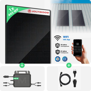Balkonkraftwerk Blechdach | 1er Komplettset | Bifaziale Glas-Glas Solarmodule | 445 WP