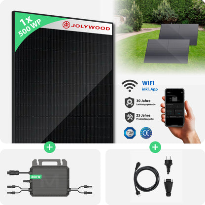 Balkonkraftwerk Boden | 1er Komplettset | Bifaziale Glas-Glas Solarmodule | 500 WP