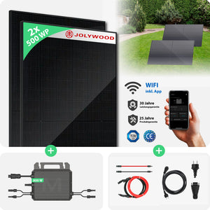 Balkonkraftwerk Boden | 2er Komplettset | Bifaziale Glas-Glas Solarmodule | 1.000 WP