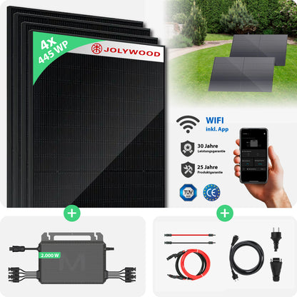 Balkonkraftwerk Boden | 4er Komplettset | Bifaziale Glas-Glas Solarmodule | 1.780 WP