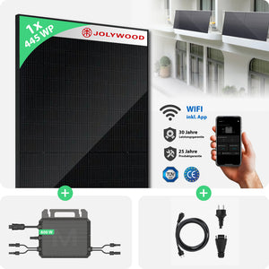 Balkonkraftwerk Gitterbalkon | 1er Komplettset | Bifaziale Glas-Glas Solarmodule | 445 WP