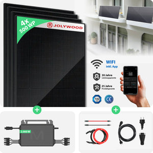 Balkonkraftwerk Gitterbalkon | 4er Komplettset | Bifaziale Glas-Glas Solarmodule | 2.000 WP