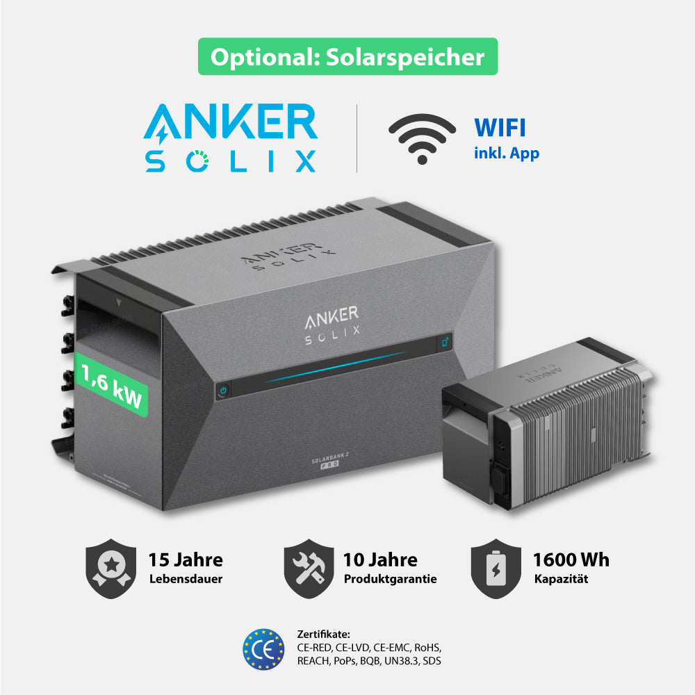 Balkonkraftwerk Blechdach | 1er Komplettset | Bifaziale Glas-Glas Solarmodule | 440 WP (Test)