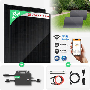 Balkonkraftwerk Boden | 2er Komplettset | Bifaziale Glas-Glas Solarmodule | 890 WP