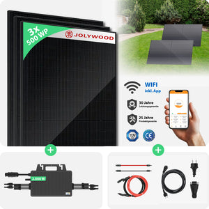 Balkonkraftwerk Boden | 3er Komplettset | Bifaziale Glas-Glas Solarmodule | 1.500 WP
