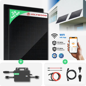 Balkonkraftwerk Fassade | 2er Komplettset | Bifaziale Glas-Glas Solarmodule | 890 WP