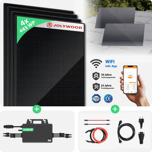 Balkonkraftwerk Flachdach | 4er Komplettset | Bifaziale Glas-Glas Solarmodule | 1.780 WP