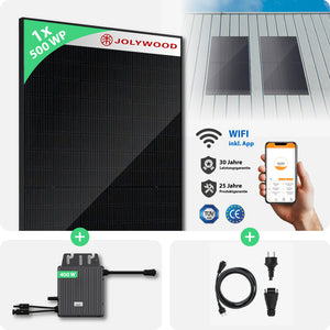 Balkonkraftwerk Gitterbalkon | 1er Komplettset | Bifaziale Glas-Glas Solarmodule | 500 WP