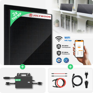 Balkonkraftwerk Gitterbalkon | 2er Komplettset | Bifaziale Glas-Glas Solarmodule | 1.000 WP