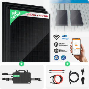 Balkonkraftwerk Gitterbalkon | 4er Komplettset | Bifaziale Glas-Glas Solarmodule | 2.000 WP