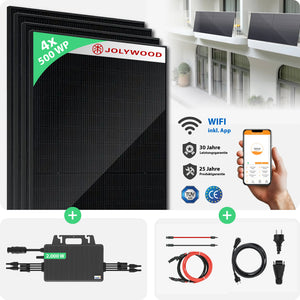 Balkonkraftwerk Gitterbalkon | 4er Komplettset | Bifaziale Glas-Glas Solarmodule | 2.000 WP